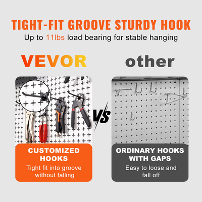 VEVOR Pegboard Wall Organizer 48&quot; x 32&quot;, 495LBS Loading Garage Metal Pegboard Organizer Βάση τοίχου, 37PCS Tool Storage Kit με 3 μανταλάκια, γάντζους, δοχεία αποθήκευσης, ράφια ραφιών για κατάστημα γκαράζ αποθήκης