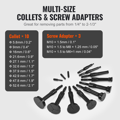 Σετ εργαλείων αφαίρεσης εσωτερικού εσωτερικού ρουλεμάν VEVOR, 10 ρυθμιζόμενα ρουλεμάν και εξολκέα σφραγίδων, 16 ΤΕΜ.