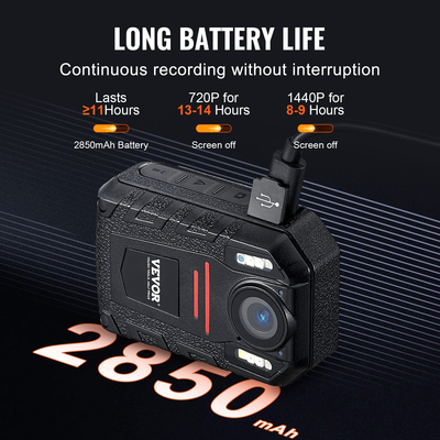 VEVOR 1440P Police Body Camera 64G Body Cam με μπαταρία 2850 mAh Night Vision