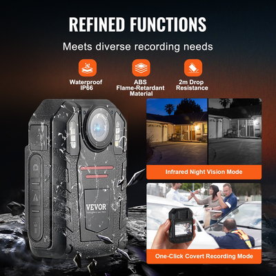 VEVOR 1440P Police Body Camera 64G Body Cam με μπαταρία 2850 mAh Night Vision