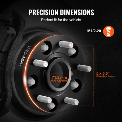 VEVOR 1.5&quot; 5&quot;x5&quot; Αποστάτες τροχού Αντάπτορες τροχών 5 ωτίδων σφυρήλατο διαχωριστικό 4 ΤΕΜ Μαύρο