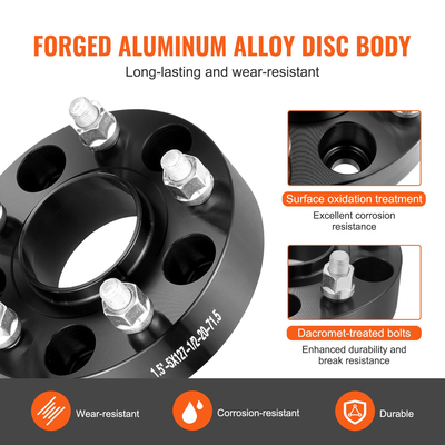 VEVOR 1.5&quot; 5&quot;x5&quot; Αποστάτες τροχού Αντάπτορες τροχών 5 ωτίδων σφυρήλατο διαχωριστικό 4 ΤΕΜ Μαύρο