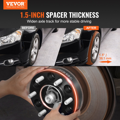 VEVOR 1.5&quot; 6&quot;x5.3&quot; Αποστάτες τροχού Αντάπτορες τροχών 6 Lug Forged Spacer 4 ΤΕΜ Μαύρο