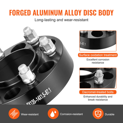 VEVOR 1.5&quot; 6&quot;x5.3&quot; Αποστάτες τροχού Αντάπτορες τροχών 6 Lug Forged Spacer 4 ΤΕΜ Μαύρο