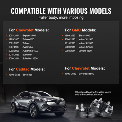 VEVOR 1.5&quot; 6&quot;x5.5&quot; Αποστάτες τροχού Αντάπτορες τροχών 6 Lug Forged Spacer 4 ΤΕΜ Μαύρο