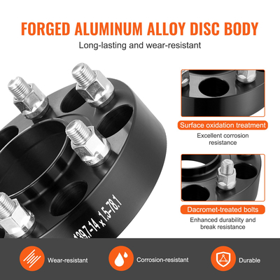 VEVOR 1.5&quot; 6&quot;x5.5&quot; Αποστάτες τροχού Αντάπτορες τροχών 6 Lug Forged Spacer 4 ΤΕΜ Μαύρο