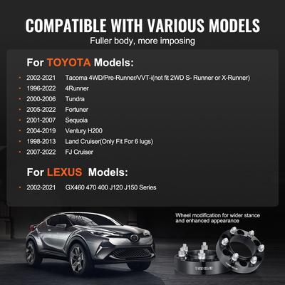 VEVOR 1.5&quot; 6&quot;x5.5&quot; Αποστάτες τροχού Αντάπτορες τροχών 6 Lug Forged Spacer 4 ΤΕΜ Μαύρο