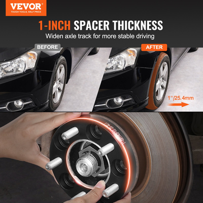 VEVOR 1&quot; 5&quot; x 4.5&quot; Αποστάτες τροχού Αντάπτορες τροχών 5 ωτίδων σφυρήλατο διαχωριστικό 4 ΤΕΜ Μαύρο