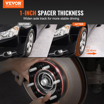 VEVOR 1&quot; 6&quot; x 5.5&quot; Αποστάτες τροχού Προσαρμογείς τροχών 6 ωτίδων σφυρήλατο διαχωριστικό 4 ΤΕΜ Μαύρο