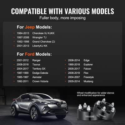 VEVOR 2&quot; 5&quot;x4.5&quot; Αποστάτες τροχού Αντάπτορες τροχών 5 ωτίδων σφυρήλατο Spacer 4 ΤΕΜ Μαύρο