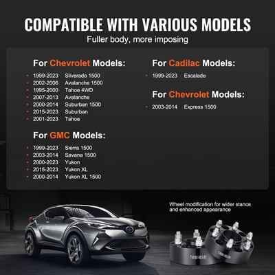 VEVOR 2&quot; 6&quot;x5.5&quot; Αποστάτες τροχού Αντάπτορες τροχών 6 Lug Forged Spacer 4 ΤΕΜ Μαύρο