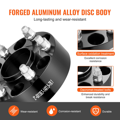 VEVOR 2&quot; 6&quot;x5.5&quot; Αποστάτες τροχού Αντάπτορες τροχών 6 Lug Forged Spacer 4 ΤΕΜ Μαύρο