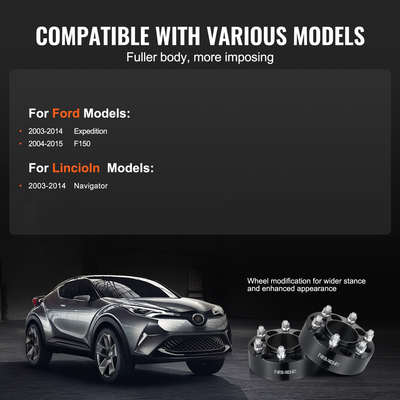 VEVOR 2&quot; 6&quot;x5.3&quot; Αποστάτες Τροχού Αντάπτορες Τροχών 6 Λουγκάκια σφυρήλατο Spacer 4 ΤΕΜ Μαύρο