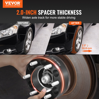 VEVOR 2&quot; 6&quot;x5.5&quot; Αποστάτες τροχού Αντάπτορες τροχών 6 Lug Forged Spacer 4 ΤΕΜ Μαύρο