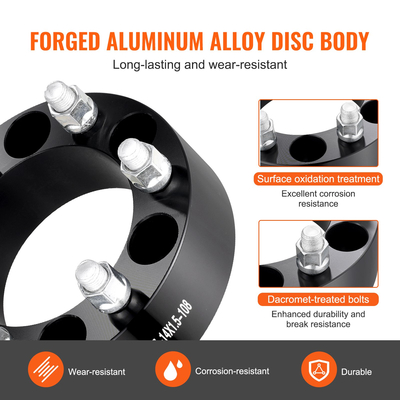 VEVOR 2&quot; 6&quot;x5.5&quot; Αποστάτες τροχού Αντάπτορες τροχών 6 Lug Forged Spacer 4 ΤΕΜ Μαύρο