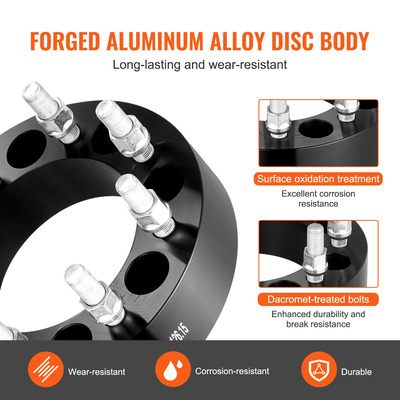 VEVOR 2&quot; 8&quot;x6.5&quot; Αποστάτες τροχού Αντάπτορες τροχών 8 Lug Forged Spacer 2 ΤΕΜ Μαύρο