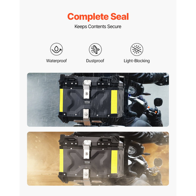 VEVOR 45L Top Case Μοτοσικλέτας Universal Tail Box μοτοσυκλέτας με δερμάτινη επένδυση