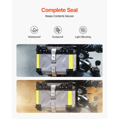 VEVOR 45L Top Case Μοτοσικλέτας Universal Tail Box μοτοσυκλέτας με δερμάτινη επένδυση