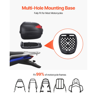 VEVOR 38L Top Case Μοτοσικλέτας Universal Ουρά μοτοσικλέτας με Ανακλαστικό Πάνελ