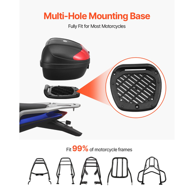 VEVOR 62L Top Case Μοτοσικλέτας Universal Ουρά μοτοσικλέτας με Ανακλαστικό Πάνελ