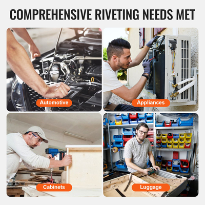 VEVOR Pneumatic Air Riveter Heavy Duty Rivet Gun Tool Kit 13 Nose Pieces