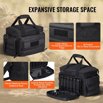 Τσάντα VEVOR Range για 4 Pistols Tactical Gun Range Bag Single Shoulder strip Black
