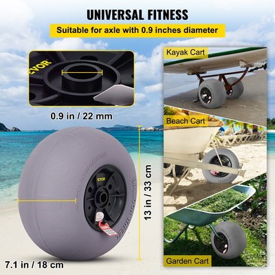VEVOR Beach Balloon Wheels, ανταλλακτικά λάστιχα άμμου 13&quot;, TPU Cart ελαστικά για Kayak Dolly, Canoe Cart και Buggy με δωρεάν αντλία αέρα, 2-συσκευασία