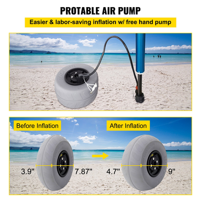 VEVOR Beach Balloon Wheels, Ανταλλακτικά λάστιχα άμμου 10&quot;, ελαστικά PVC Cart για Kayak Dolly, Caroe Canoe και Buggy με δωρεάν αντλία αέρα, 2-συσκευασία