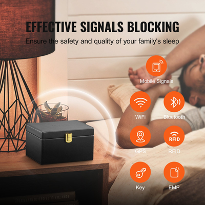 Βάση μπλοκαρίσματος σήματος κιβωτίου VEVOR Faraday για 5~8 κλειδιά αυτοκινήτου με 2 τσάντες κλειδιών μαύρες