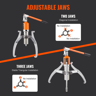 VEVOR Hydraulic Gear Puller, 15 Ton Max Capacity Wheel Bearing Pulling Separator, 2 ή 3 Jaws Puller, Κάθετα και Οριζόντια, Υδραυλικό Εξολκέα 12&quot; με θήκη για έλξη πλήμνων