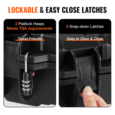 Θήκη τυφεκίου VEVOR, Σκληρή θήκη τυφεκίου με 3 στρώσεις Πλήρως προστατευτικούς αφρούς, σκληρή θήκη όπλου 42 ιντσών με ρόδες, αδιάβροχη και αδιάβροχη IP67, για δύο τουφέκια ή κυνηγετικά όπλα, πιστόλι Airsoft