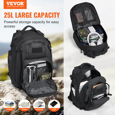 VEVOR Tactical Backpack 25L Military Backpack με Molle Mode &amp; Sponge Pad Black