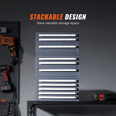 Ντουλάπι διανομέα τρυπανιού VEVOR, 3 τεμάχια τριών συρταριών για 1/16&quot; έως 1/2&quot; &amp; μεγέθη γραμμάτων Α έως Ω, Οργανωτής τρυπανιού με πέντε συρτάρια για μεγέθη μετρητή σύρματος #1 έως #60, στοιβαζόμενη για αποθήκευση τρυπανιού