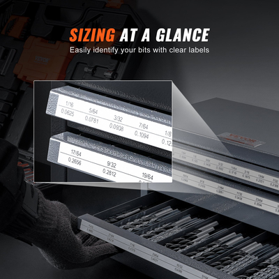 Ντουλάπι διανομέα τρυπανιών VEVOR, ντουλάπι οργάνωσης τρυπανιών τριών συρταριών για 1/16&quot; έως 1/2&quot;, Ατσάλινο ντουλάπι οργάνωσης δοσομετρητή τρυπανιού με ετικέτες, δοσομετρητής τρυπανιών με δυνατότητα στοίβαξης για αποθήκευση τρυπανιού