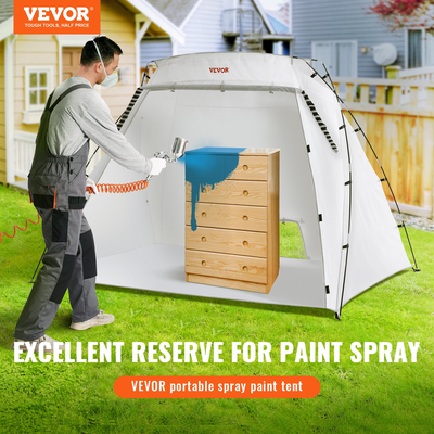 VEVOR Spray Paint Shelter, 7.5x5.2x5.2ft Φορητή σκηνή βαφής με ενσωματωμένο δάπεδο και διχτυωτή οθόνη, αναδιπλούμενος αναδυόμενος θάλαμος βαφής για έπιπλα Μεγάλος σταθμός βαφής εργαλείων DIY