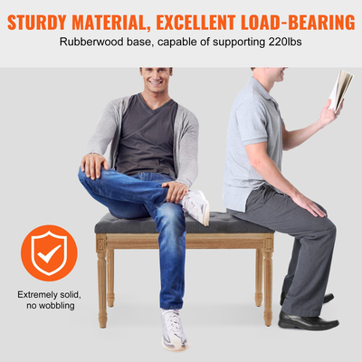 Επενδυμένος πάγκος VEVOR, Οθωμανικός πάγκος 16&quot; W, Πάγκος στο τέλος του κρεβατιού με μαξιλάρι με επένδυση από αφρό και πόδια από καουτσούκ, φουντωτό υποπόδιο στο σκαμπό Πάγκος εισόδου για τραπεζαρία, σαλόνι, υπνοδωμάτιο, διάδρομος, γκρι