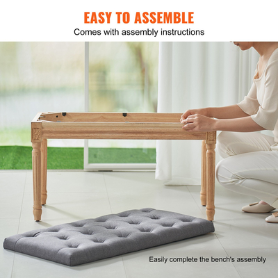 Επενδυμένος πάγκος VEVOR, Οθωμανικός πάγκος 16&quot; W, Πάγκος στο τέλος του κρεβατιού με μαξιλάρι με επένδυση από αφρό και πόδια από καουτσούκ, φουντωτό υποπόδιο στο σκαμπό Πάγκος εισόδου για τραπεζαρία, σαλόνι, υπνοδωμάτιο, διάδρομος, γκρι