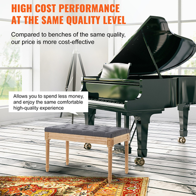 Επενδυμένος πάγκος VEVOR, Οθωμανικός πάγκος 16&quot; W, Πάγκος στο τέλος του κρεβατιού με μαξιλάρι με επένδυση από αφρό και πόδια από καουτσούκ, φουντωτό υποπόδιο στο σκαμπό Πάγκος εισόδου για τραπεζαρία, σαλόνι, υπνοδωμάτιο, διάδρομος, γκρι