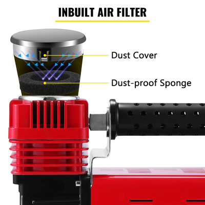 VEVOR 12V Adventurer Heavy Duty Portable Air Compressor 4X4 Tire Pump Air Compressor με ενσωματωμένο φίλτρο αέρα και αντικραδασμικό καουτσούκ