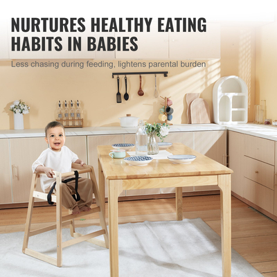 Ξύλινο καρεκλάκι φαγητού VEVOR για μωρά και νήπια, διπλή καρέκλα τροφοδοσίας από μασίφ ξύλο, φορητό καρεκλάκι φαγητού Eat &amp; Grow, παιδικό καρεκλάκι για μωρά που καθαρίζεται εύκολο, συμπαγής καρέκλα για νήπια, φυσικό
