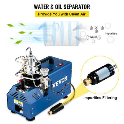 Συμπιεστής υψηλής πίεσης VEVOR, 4500PSI/30MPA/300BAR Συμπιεστής αέρα υψηλής πίεσης, 1800W 220V Χειροκίνητος αεροσυμπιεστής Stop Air Rifle Κατάλληλος για αεροβόλο τουφέκι Paintball, Τυφέκιο PCP, Αερόπιστο, Μπουκάλι κατάδυσης