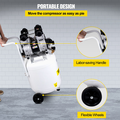 VEVOR Air Compressor, 90L/19,8 Gallon Vertical Air Compressor, 3HP 2200W Portable Oilless Air Compressor Tank, Ultra Quiet, 115PSI, 14.3CFM, 1440RPM, για φούσκωμα ελαστικών, ανακαίνιση σπιτιού, εργαλεία αέρα