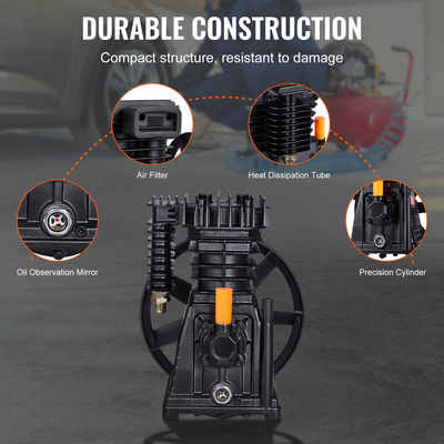 Κεφαλή αντλίας αεροσυμπιεστή VEVOR 3HP 5.8CFM @ 90PSI Δικύλινδρος Εμβολοφόρος Κεφαλή