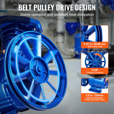 Κεφαλή αντλίας αεροσυμπιεστή VEVOR 3HP 6.25CFM @ 90PSI 2-κύλινδρος εμβόλου αντλίας