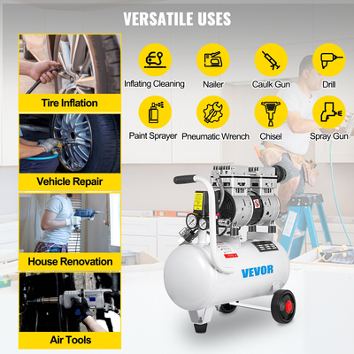 VEVOR Air Compressor 5,5 Gallon Ultra Quiet Αερόσυμπιεστής χωρίς λάδι 25L Αθόρυβος Αεροσυμπιεστής Δεξαμενής 750W Συμπιεστής χωρίς λάδι Χαμηλό θόρυβο