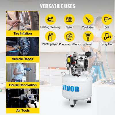 VEVOR Vertical Air Compressor 8,8 Gallon Ultra Quiet Air Compressor 40L Tank Silent Air Compressor 850W Oil free Compressor Χαμηλό θόρυβο