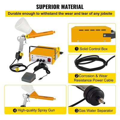 VEVOR PC03-5 Σύστημα επίστρωσης πούδρας Ηλεκτρικό πιστόλι ψεκασμού Painter Φορητό πιστόλι επίστρωσης πούδρας Κίτρινο πιστόλι βαφής