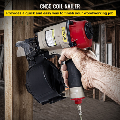 VEVOR Siding Nail Gun CN55, Professional Coil Nailer από 1-Inch έως 2-1/4-Inch, Siding Nailer with Adjustable PC Magazine Coil Siding Nailer 15 μοιρών για γρήγορη και σκληρή οδήγηση των νυχιών