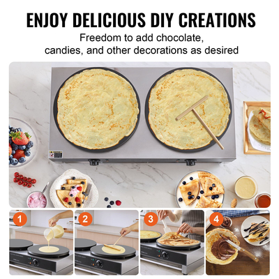 VEVOR Ηλεκτρική κρεπαροποιός 16 ιντσών Εμπορική μηχανή κρεπαρίσματος 6000W Διπλή κεφαλή