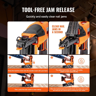 VEVOR Cordless Finish Nailer 20V Cordless Brad Nailer Kit 16Ga Nails Battery